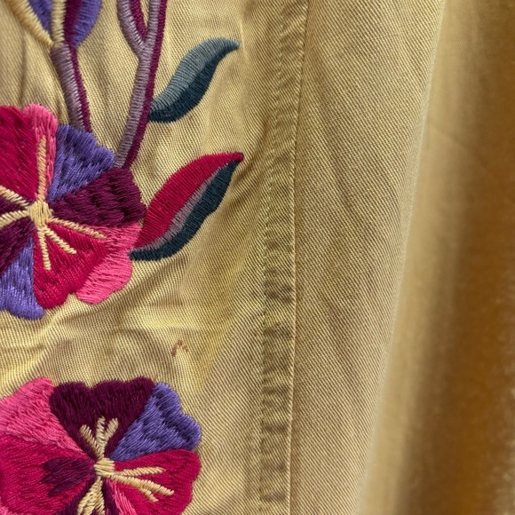 Anthropologie Solitaire Yellow Floral Embroidered Shift Dress Sz S Boho Peasant - Picture 6 of 11